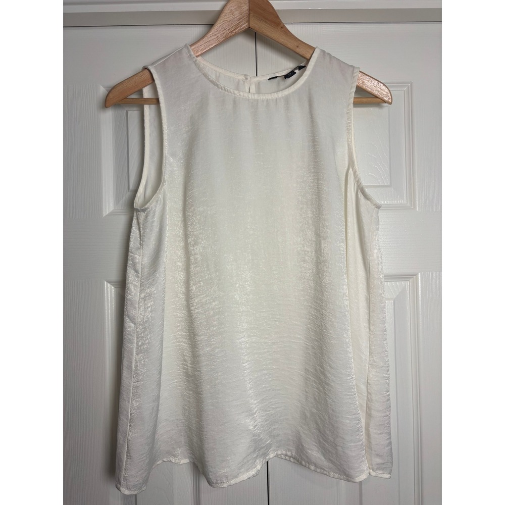 Banana Republic Womens Ivory Shimmer Sleeveless Shell Top Blouse Size M